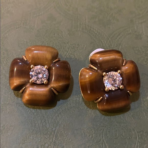 SHUSHU/TONG Brown & Crystal YVMIN Edition Flower Earrings
